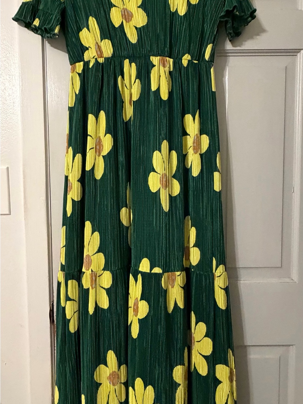 Ces Femme Dark Green Maxi Dress with Yellow Floral Print - Picture 3 of 4